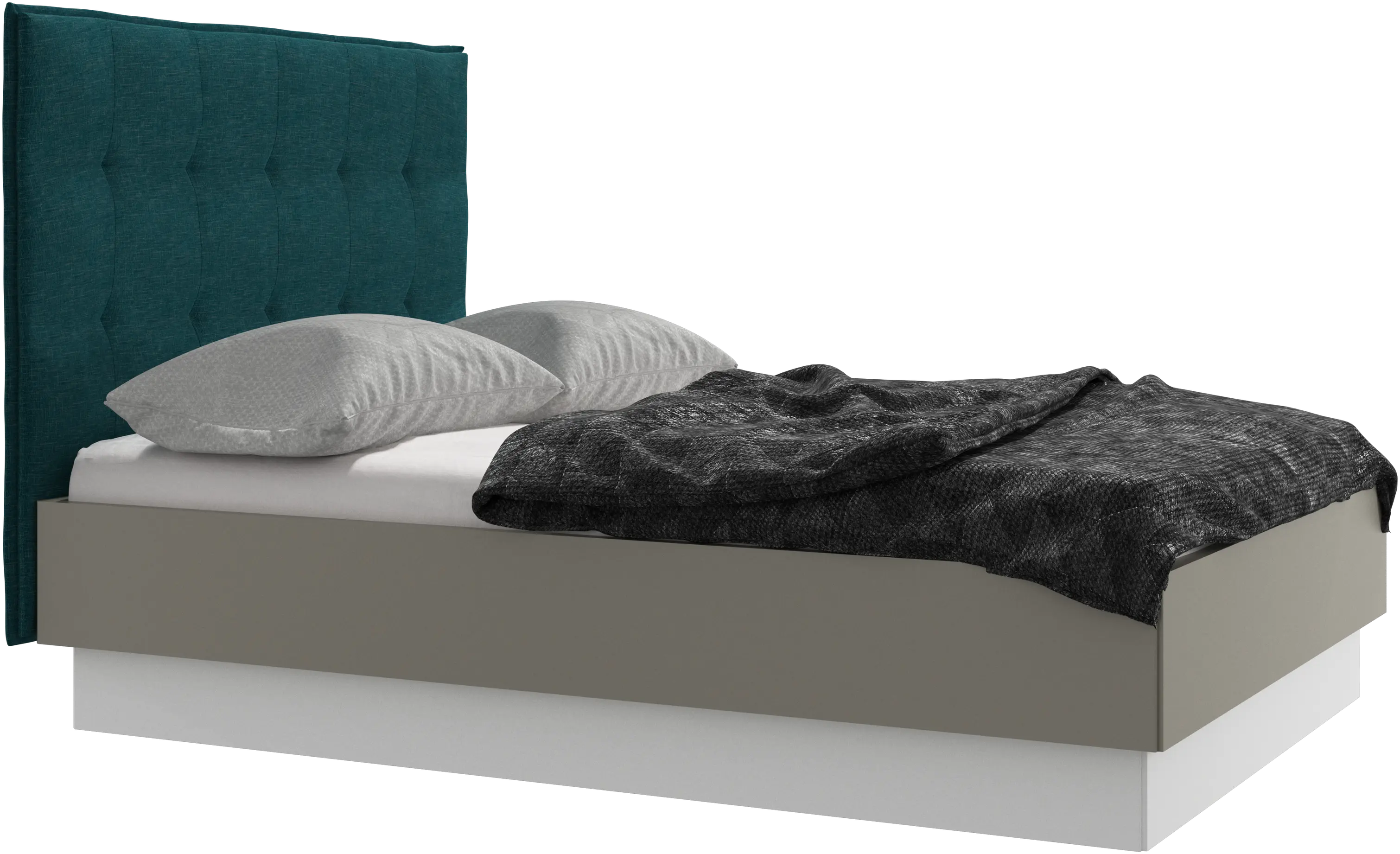 Lit Lugano avec rangement intégré, sommier inclus, hors matelas