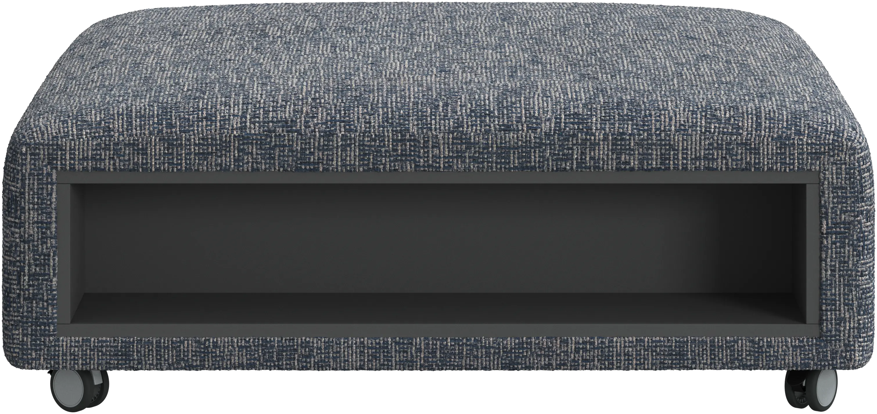 Hampton pouf on wheels with storage left and right sides