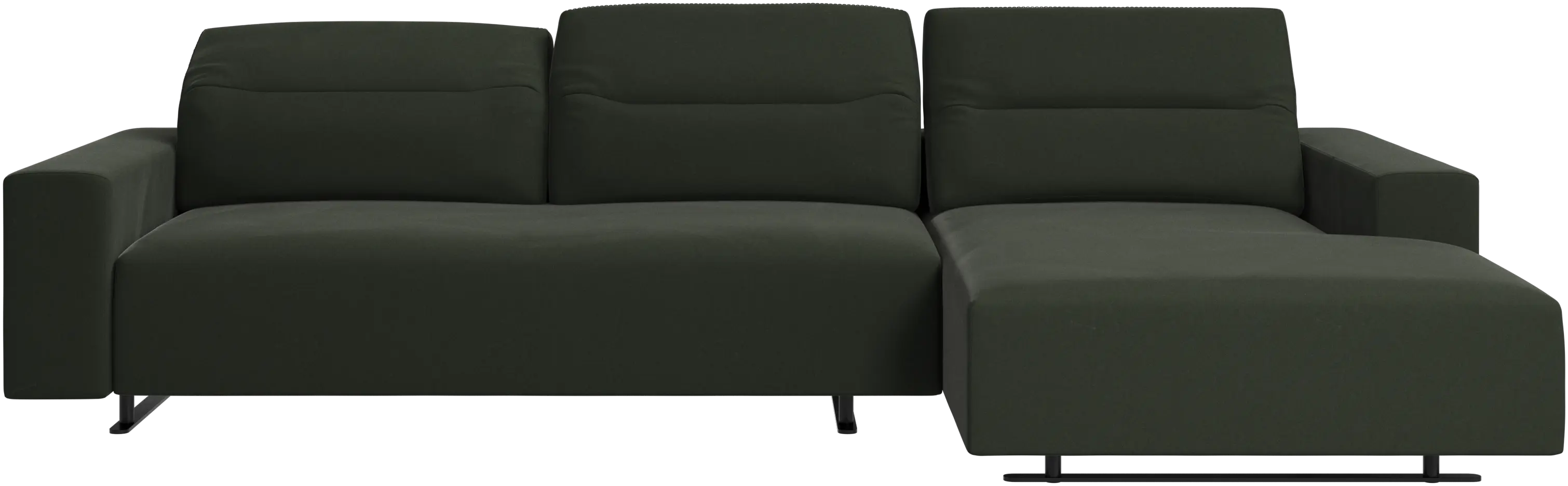 Hampton sofa with adjustable back, resting unit and storage right side