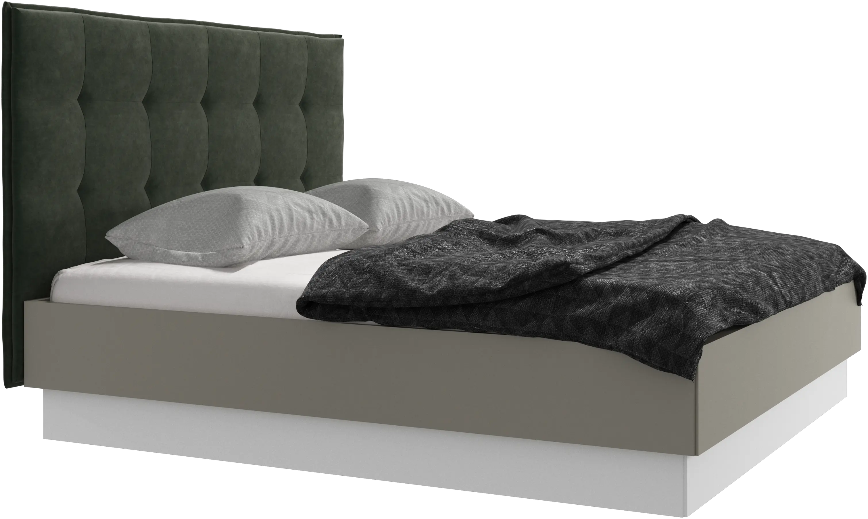 Lit Lugano avec rangement intégré, sommier inclus, hors matelas
