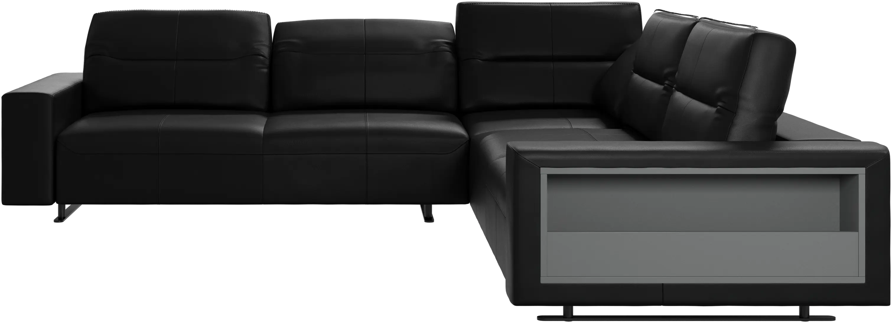 Hampton corner sofa with adjustable back and storage on right side