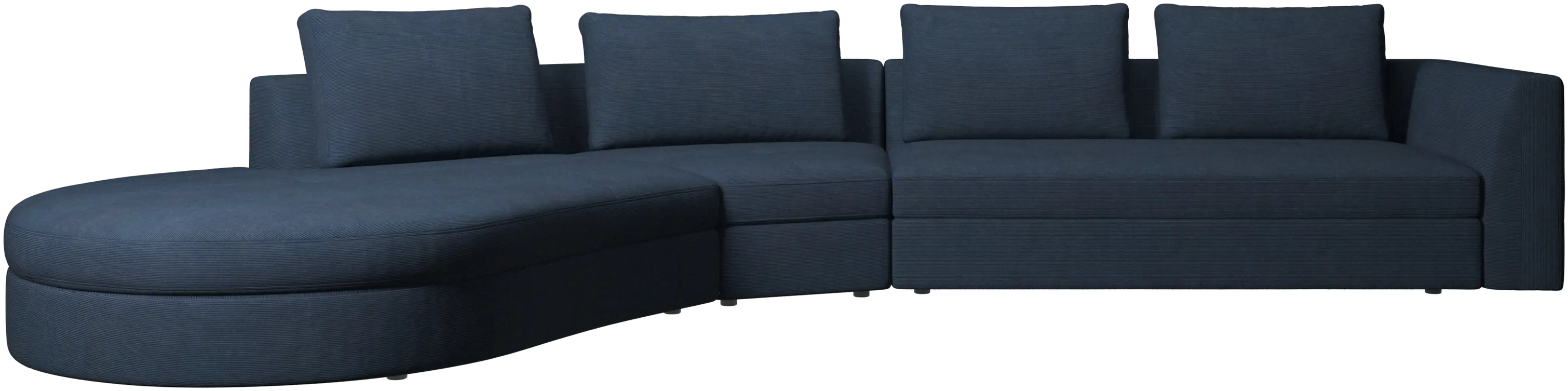 Bergamo sofa with round lounging unit, left