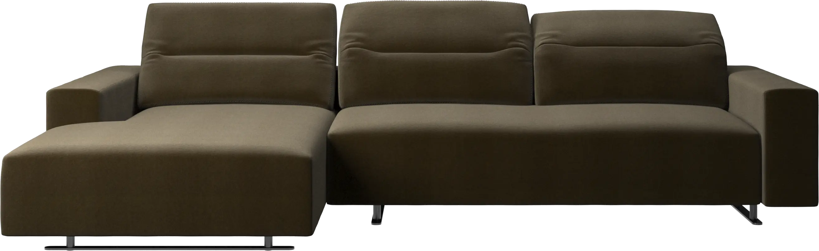 Hampton sofa with adjustable back, resting unit and storage left side