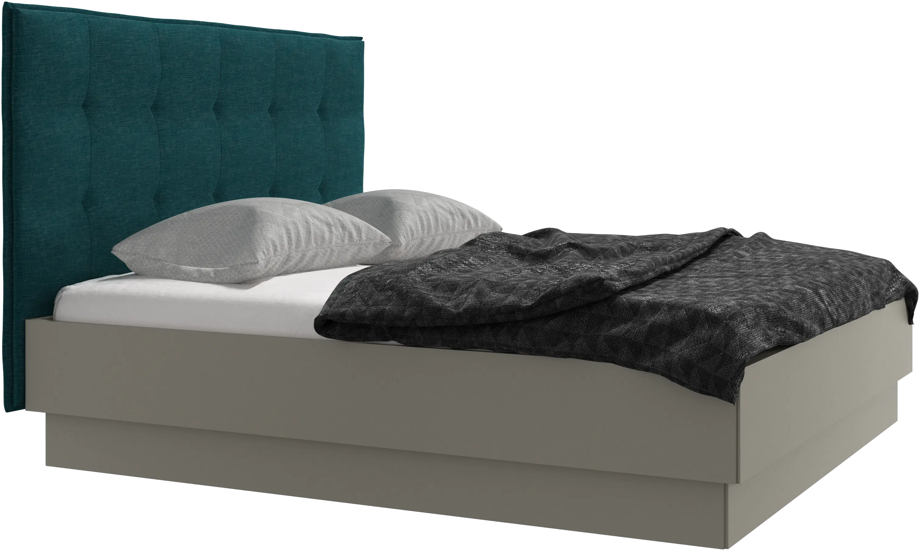 Lit Lugano avec rangement intégré, sommier inclus, hors matelas
