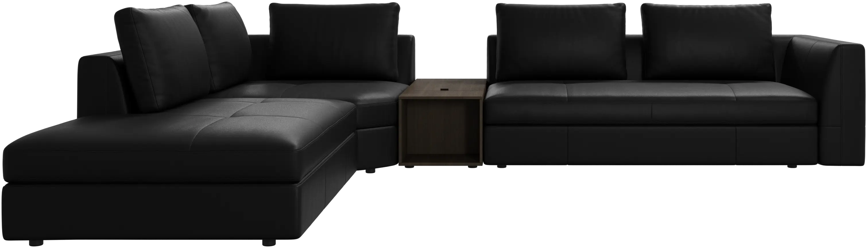 Bergamo corner sofa with lounging unit and footstool w/storage