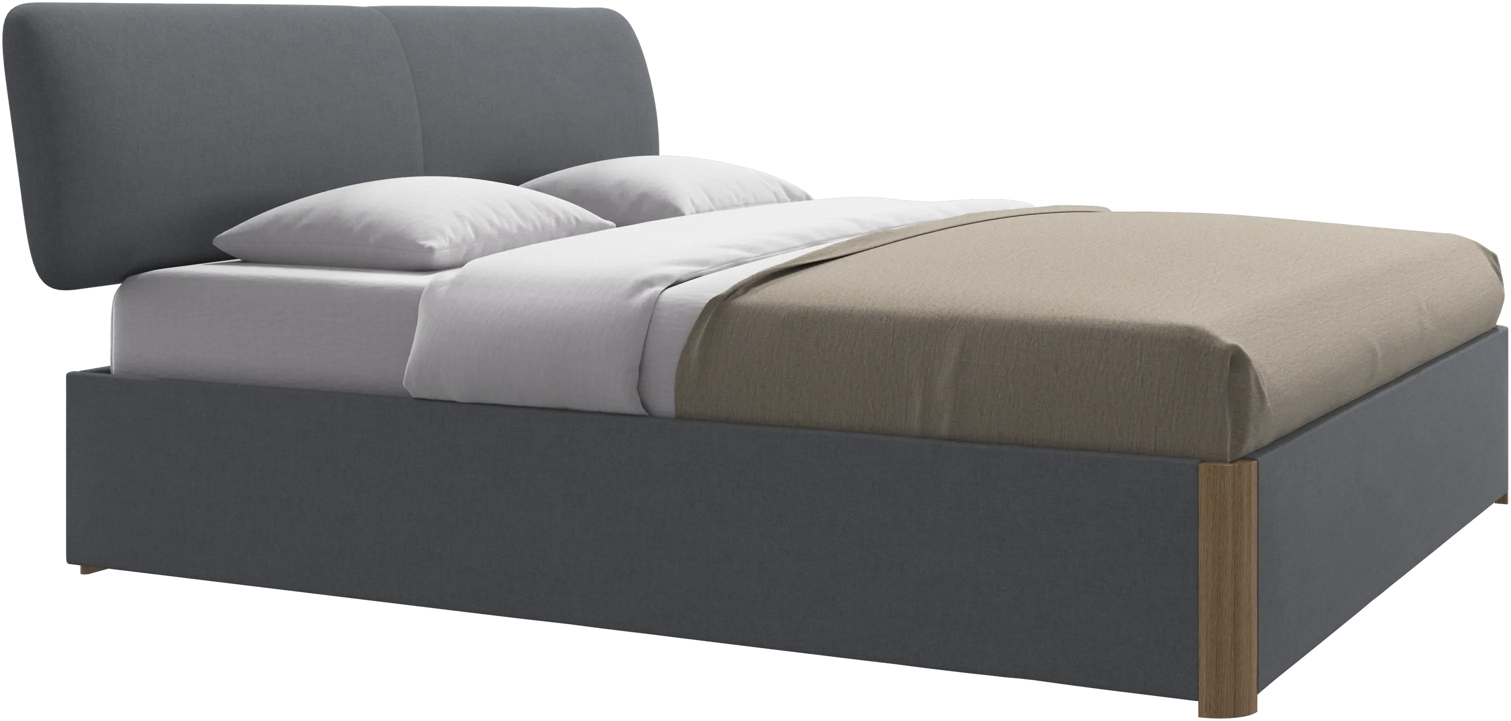 Element bed, bed-mounted headboard, with slats and storage solution, excl. mattress