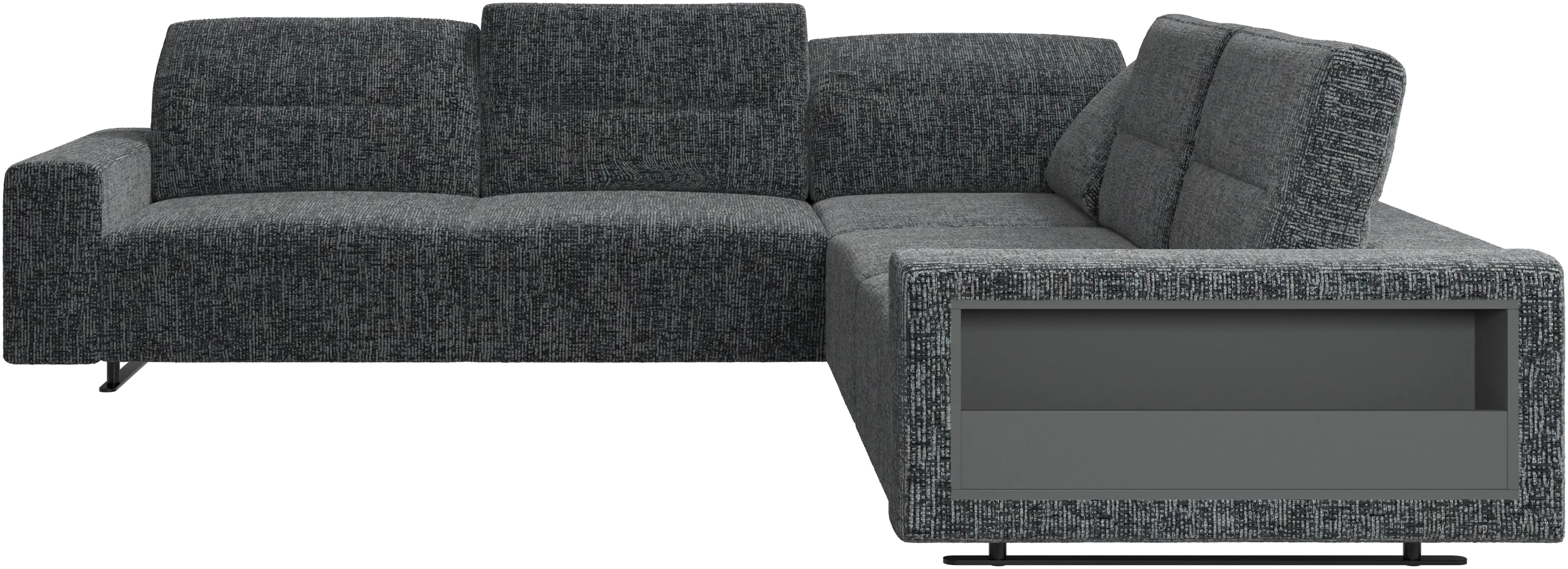 Hampton corner sofa with adjustable back and storage on right side