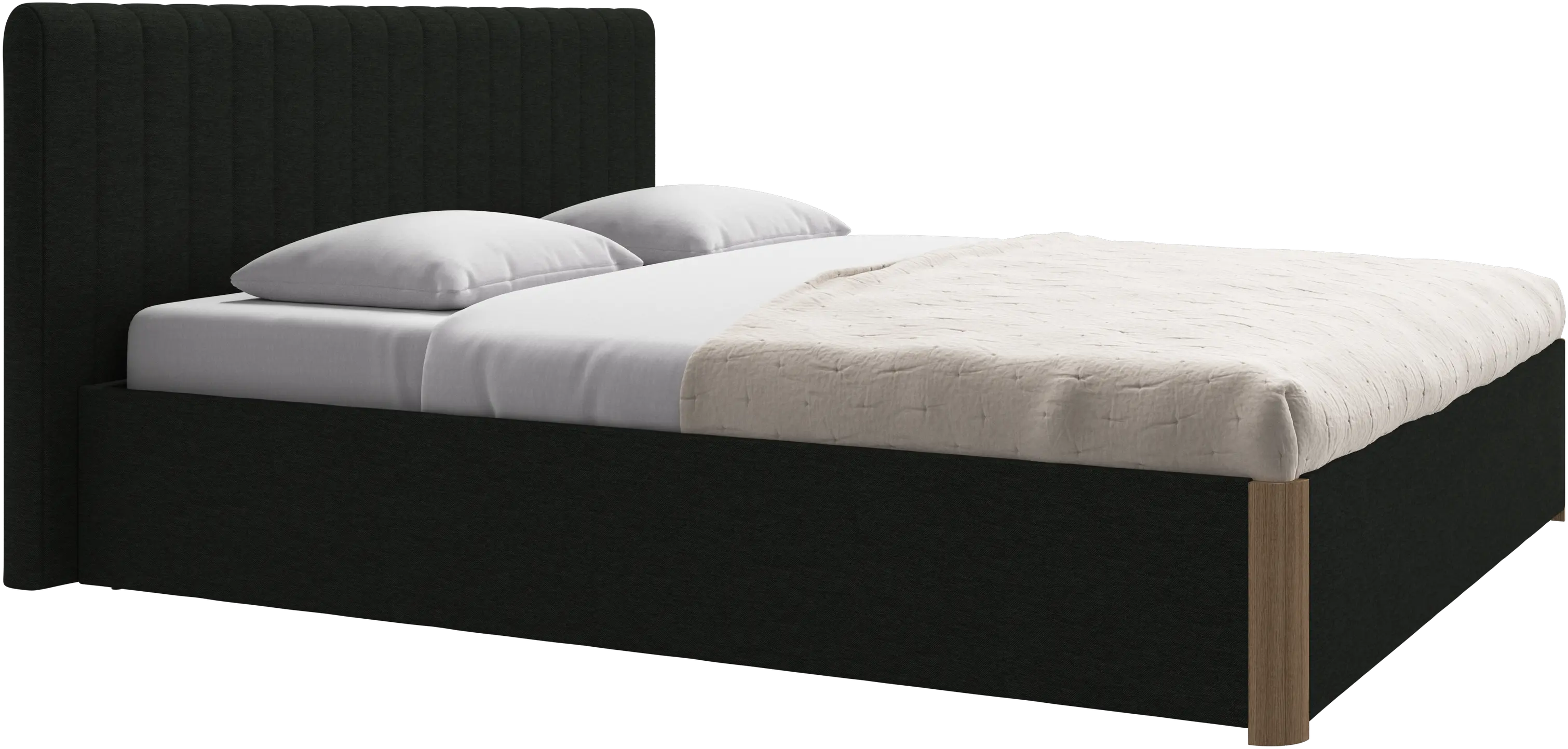Element bed, bed-mounted headboard, with slats and storage solution, excl. mattress