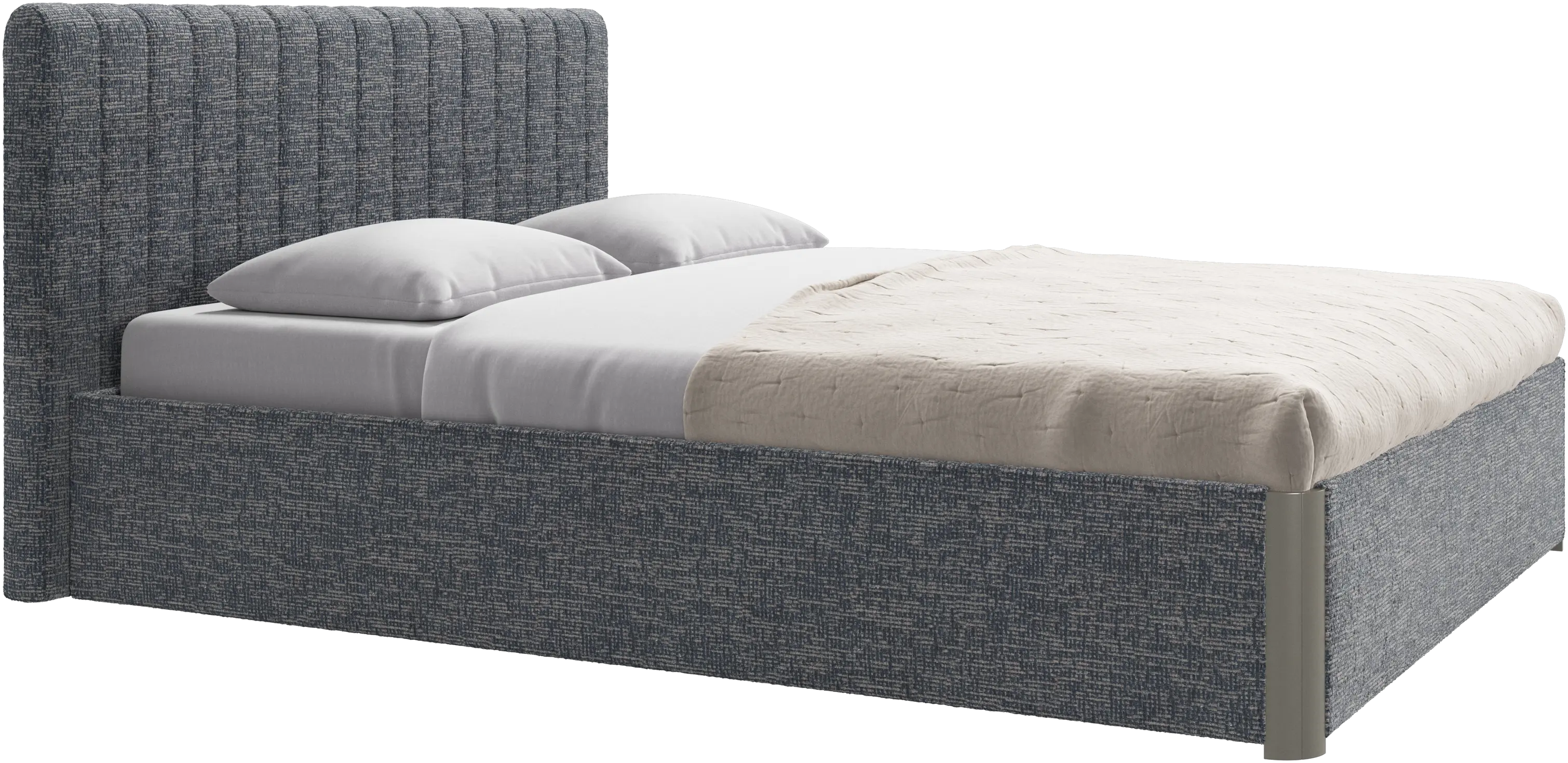 Element cama, cabecero montado en la cama, con láminas y solución de almacenamiento, excl. colchón