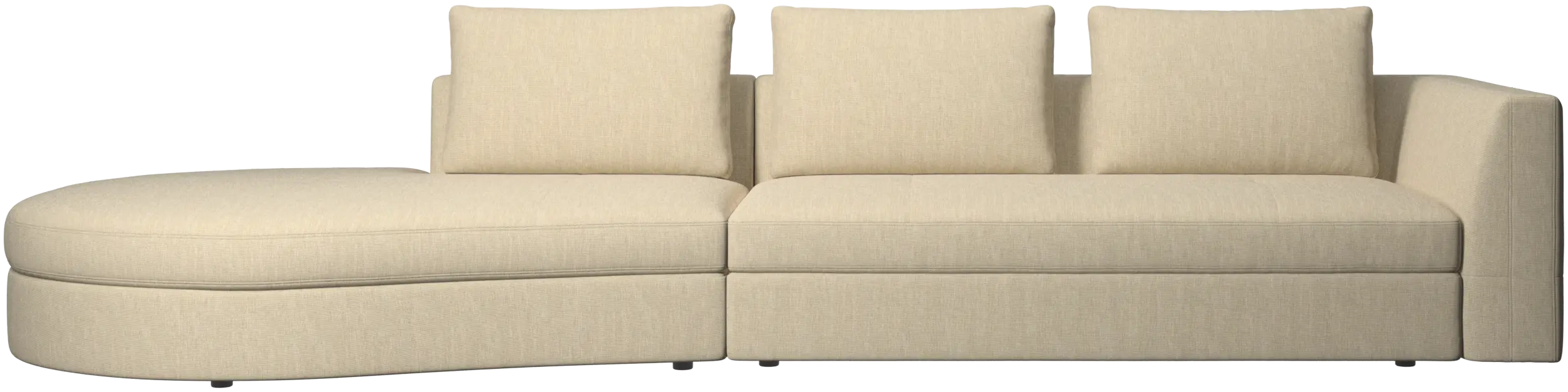 Bergamo sofa with round lounging unit, left