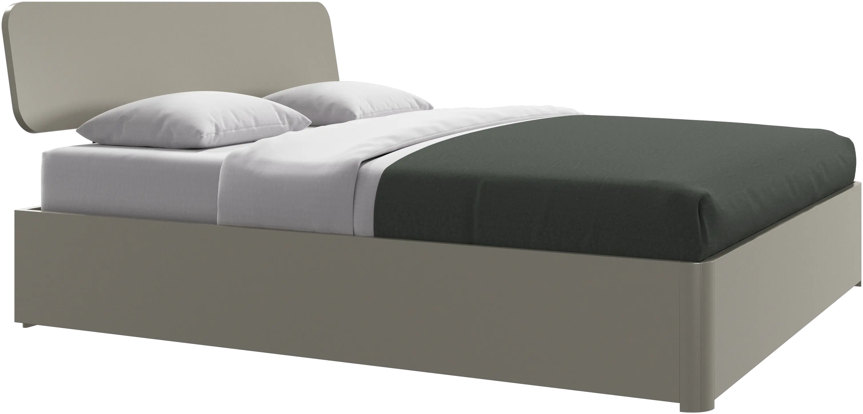 Element lit, tête de lit fixée au lit, avec lattes et solution de stockage, excl. matelas