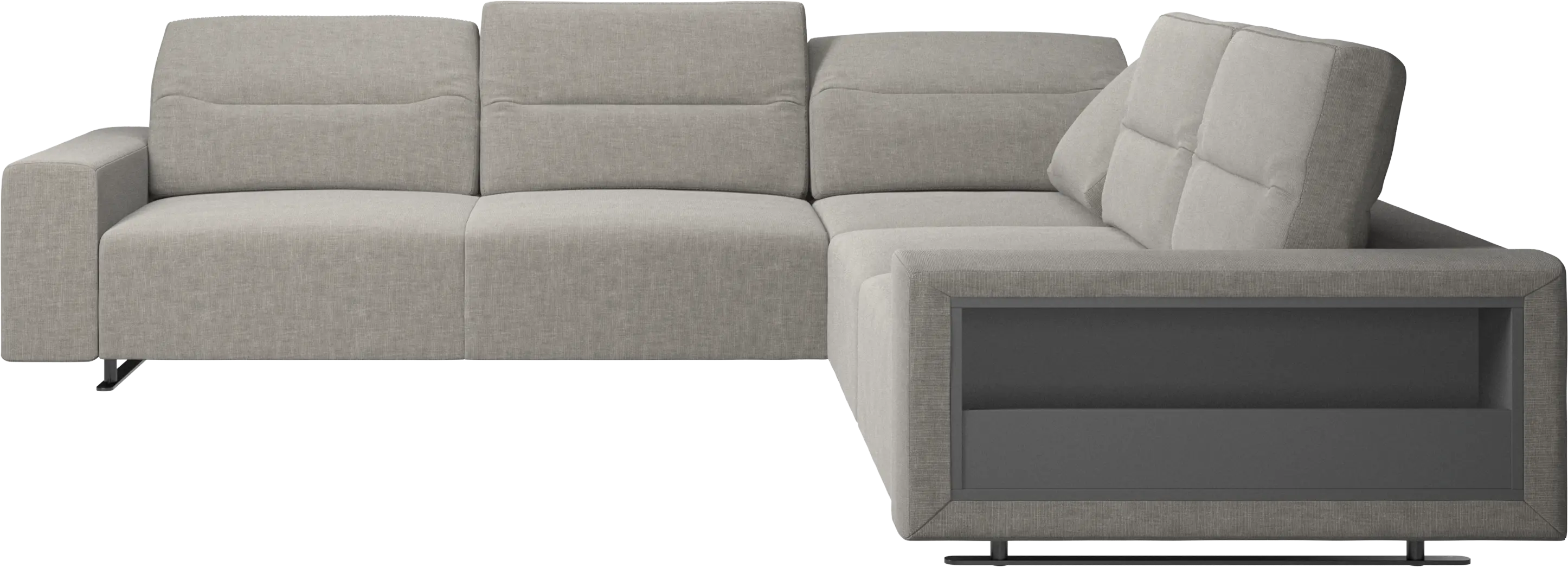 Hampton corner sofa with adjustable back and storage on right side