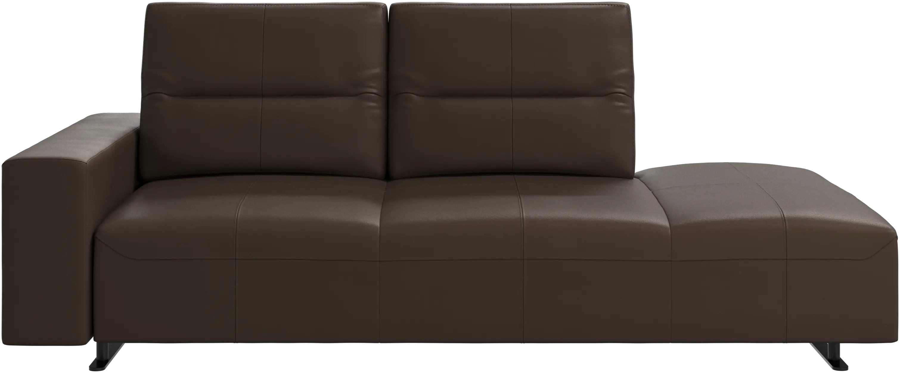 Hampton sofa with adjustable back and lounging unit right side, armrest left