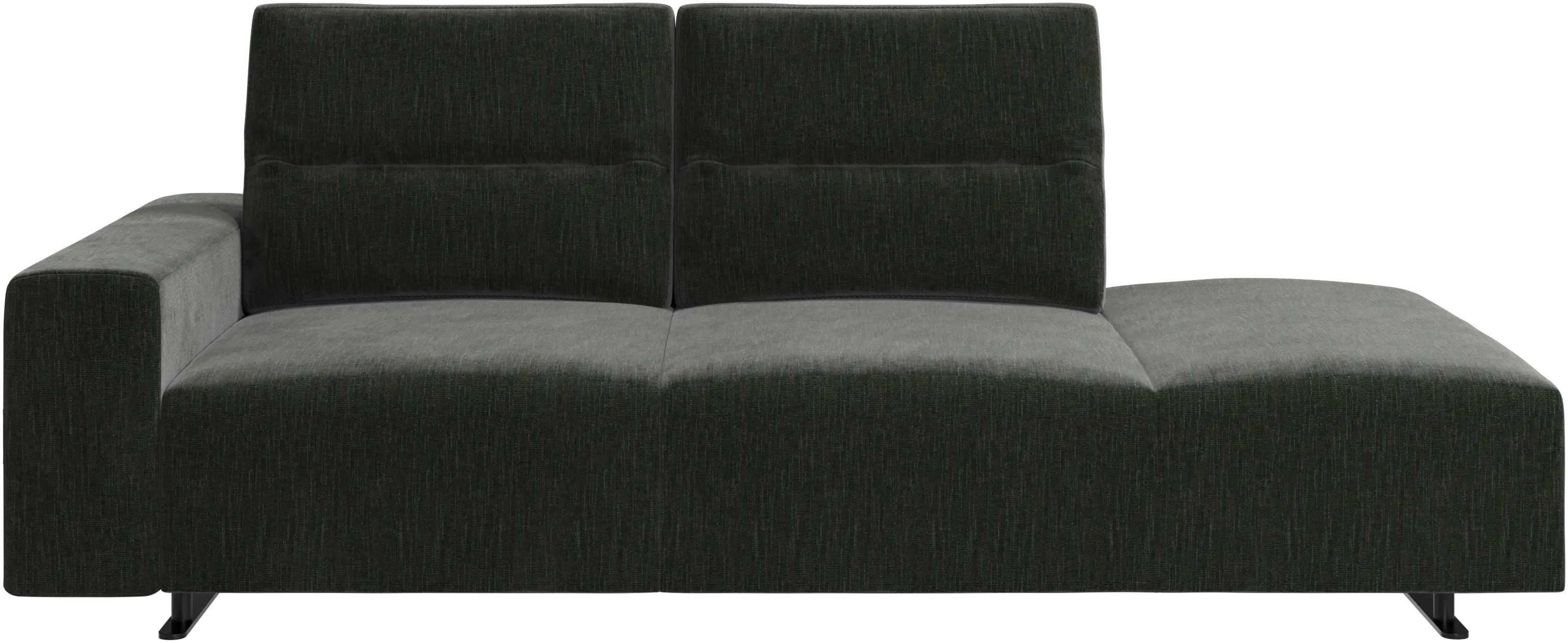 Hampton sofa with adjustable back and lounging unit right side, armrest left