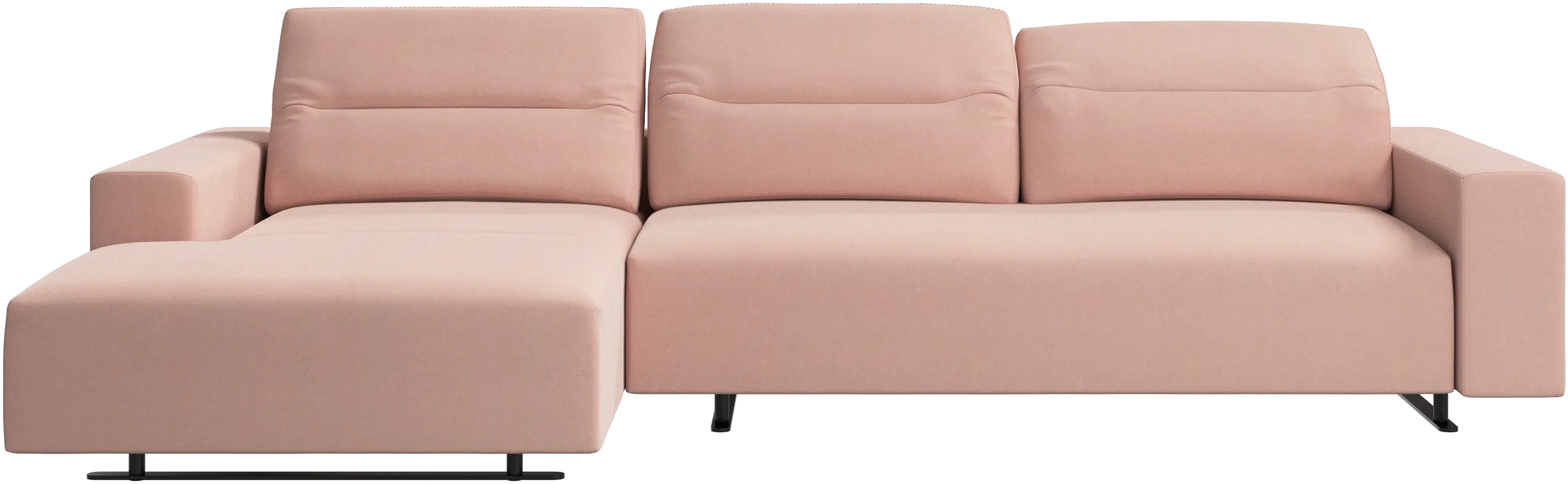 Hampton sofa with adjustable back, resting unit and storage left side
