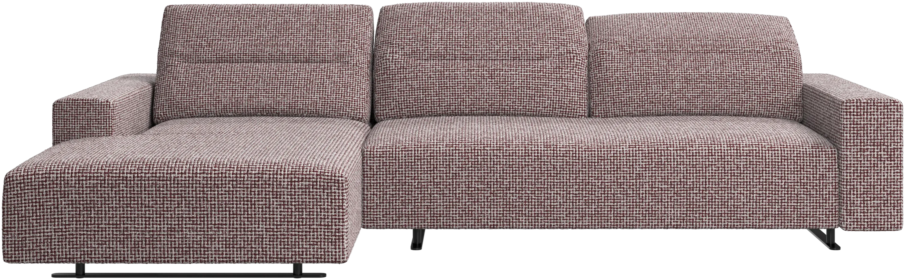 Hampton sofa with adjustable back, resting unit and storage left side