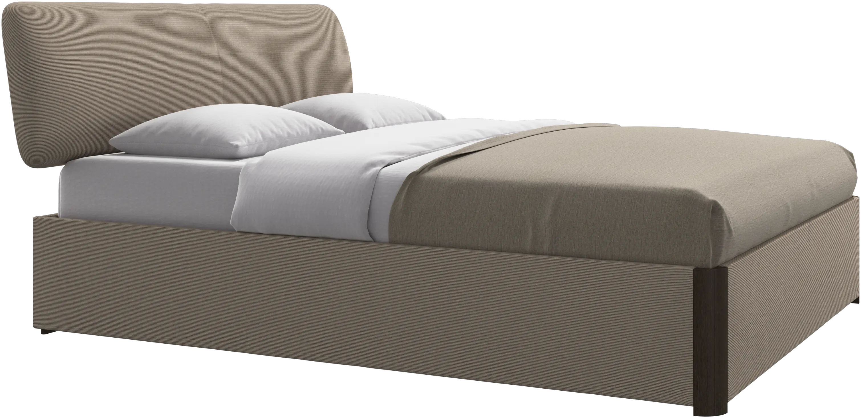 Element lit, tête de lit fixée au lit, avec lattes et solution de stockage, excl. matelas