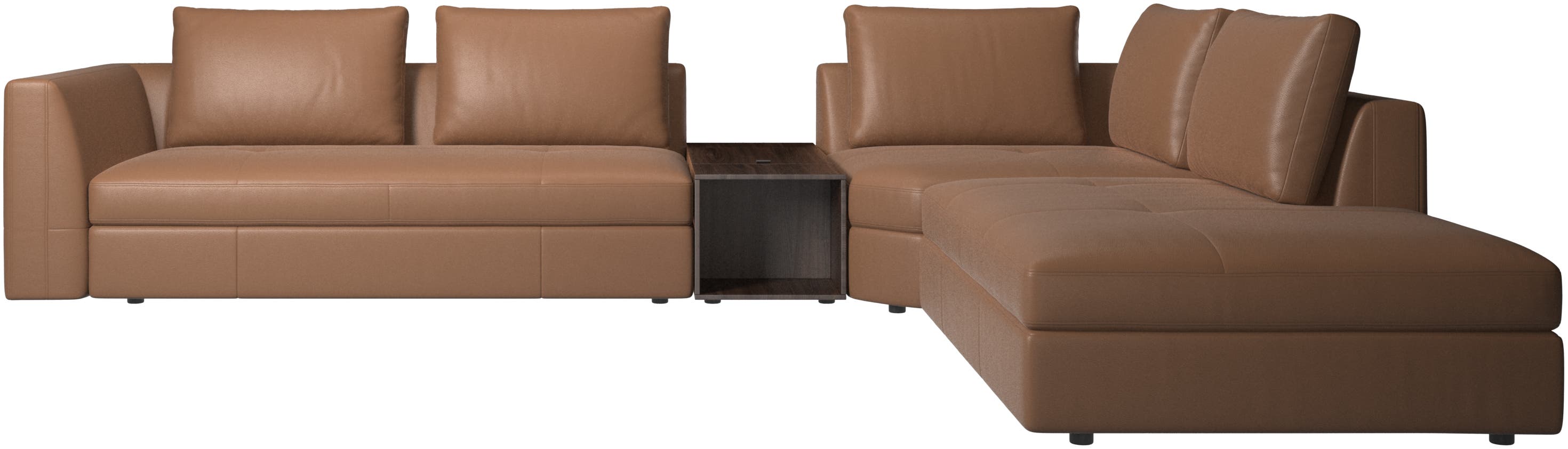 Bergamo转角沙发，带弧形单元及储物功能脚蹬