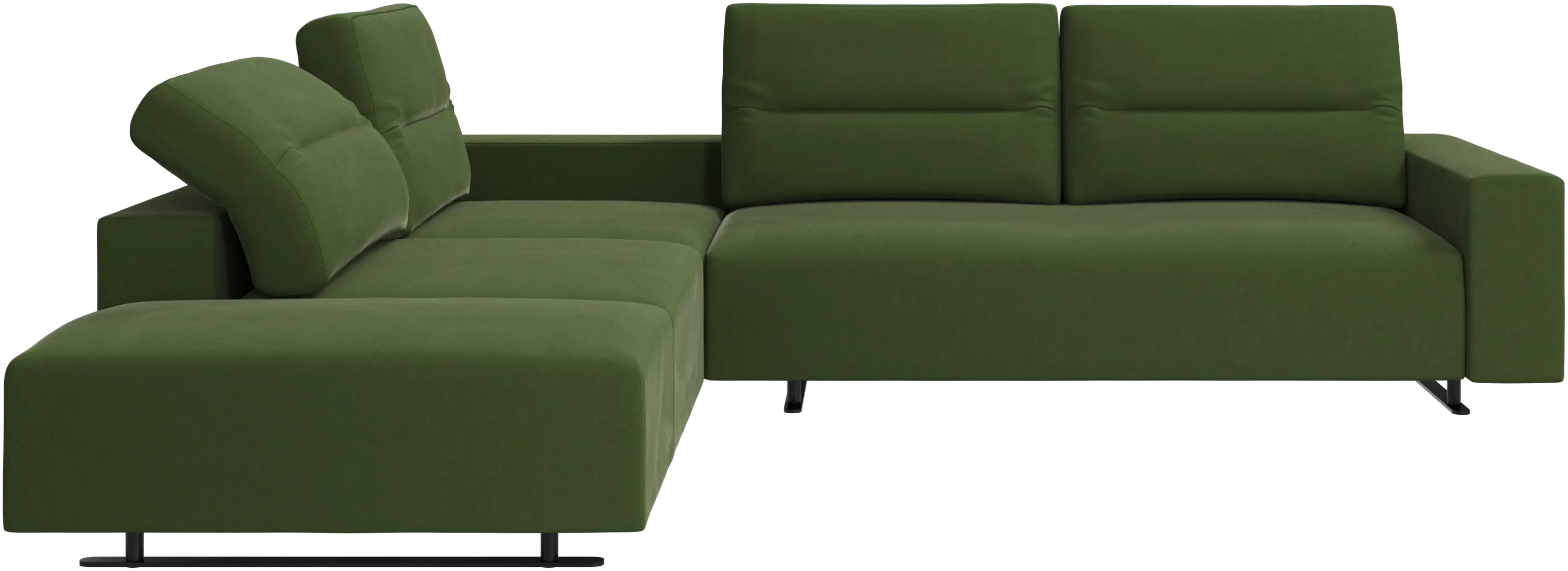 Hampton corner sofa with adjustable back and storage on right side
