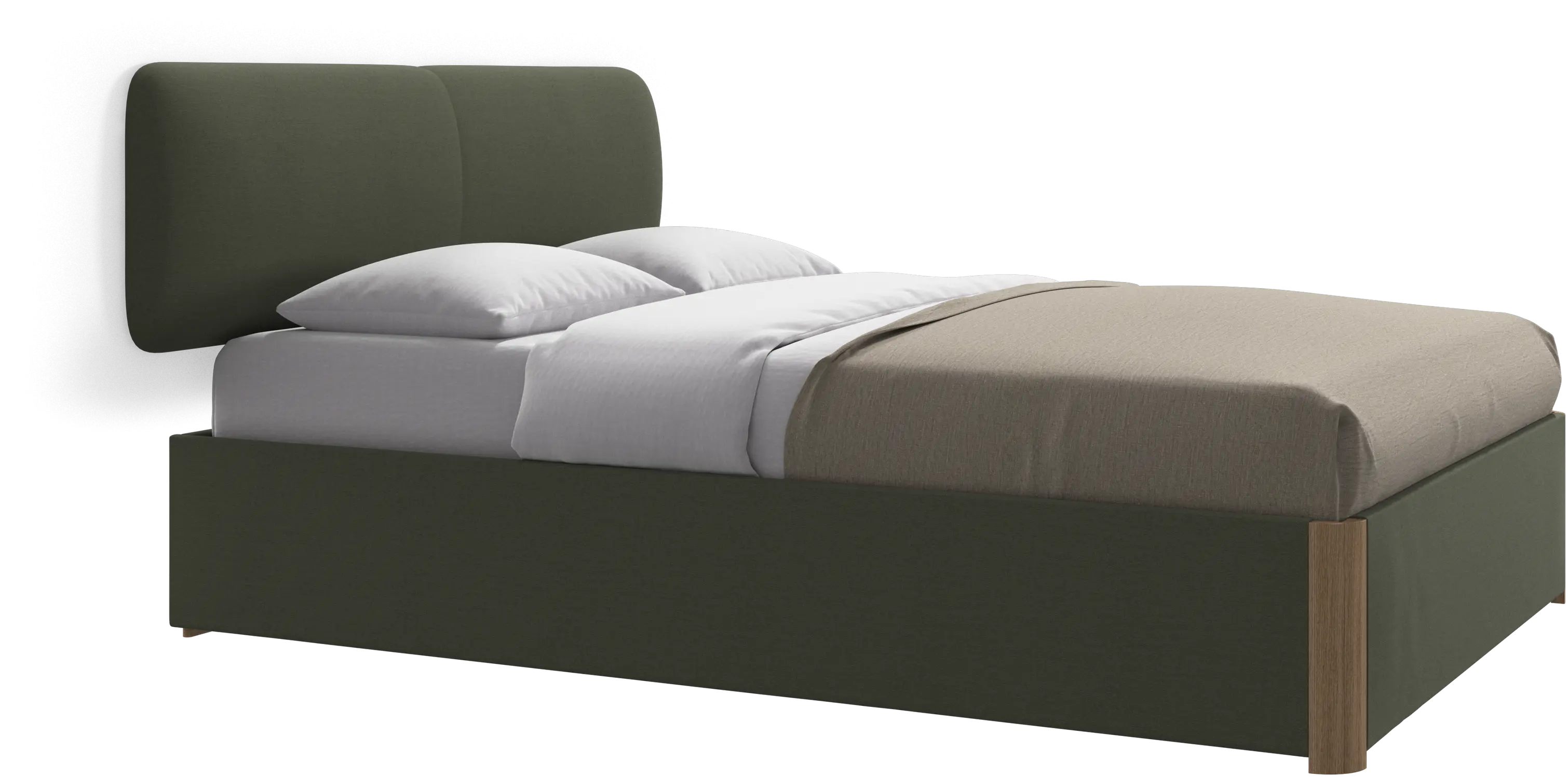 Element cama, cabecero montado en la pared, con láminas y solución de almacenamiento, excl. colchón