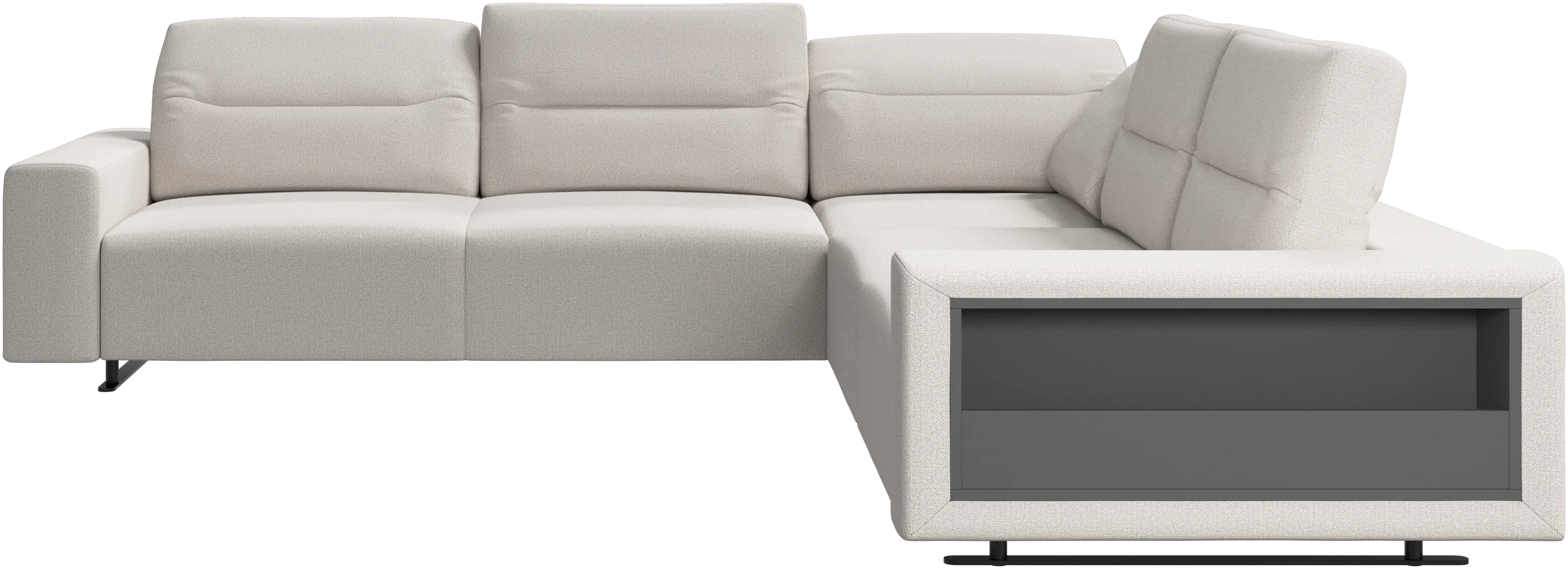 Hampton corner sofa with adjustable back and storage on right side
