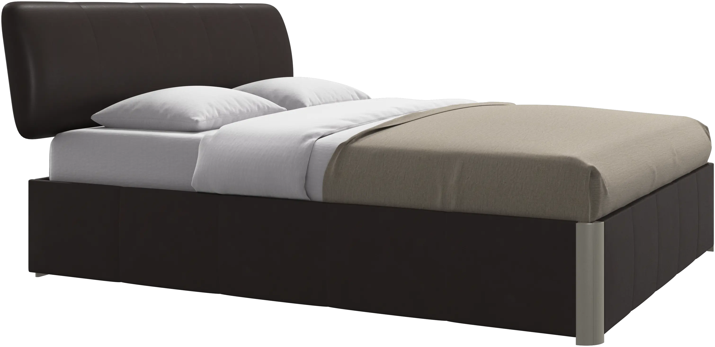 Element lit, tête de lit fixée au lit, avec lattes et solution de stockage, excl. matelas
