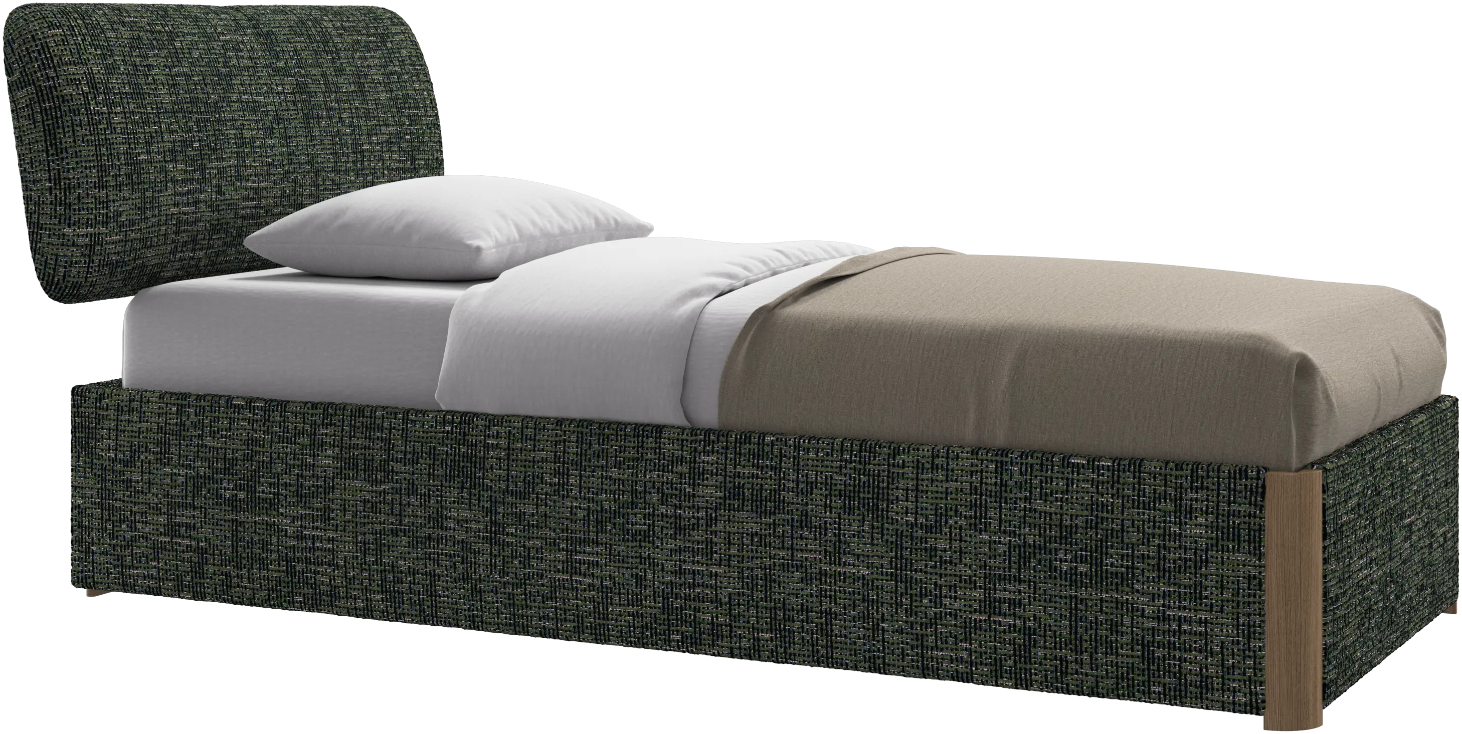 Element cama, cabecero montado en la cama, con láminas y solución de almacenamiento, excl. colchón