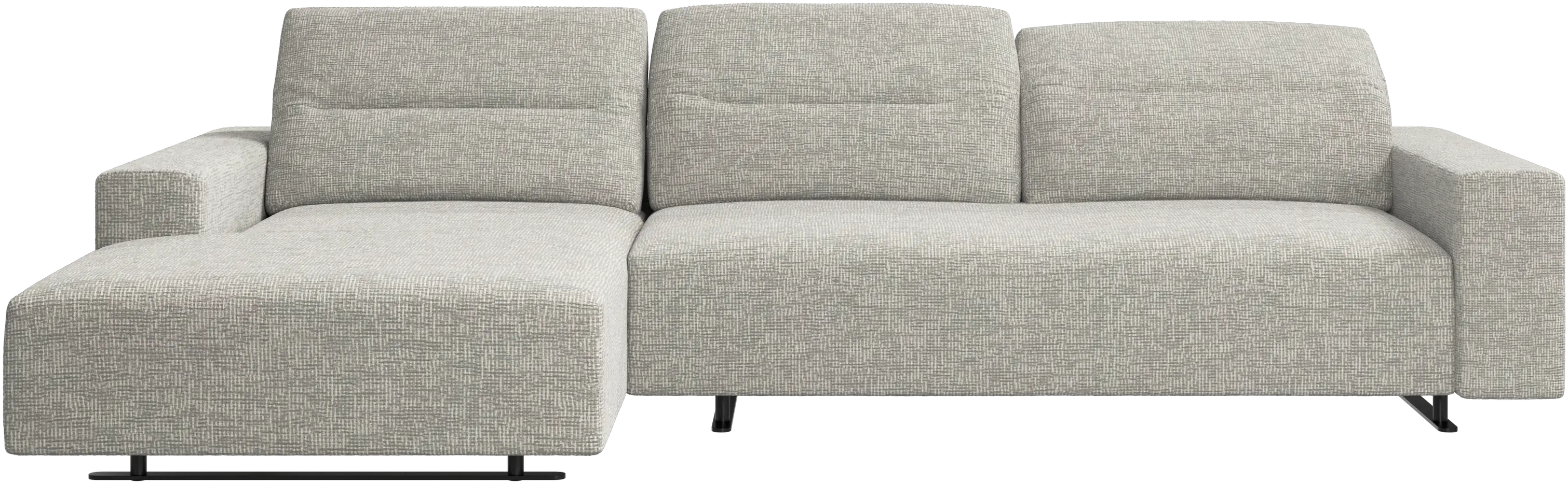 Hampton sofa with adjustable back and resting unit left side, storage right side