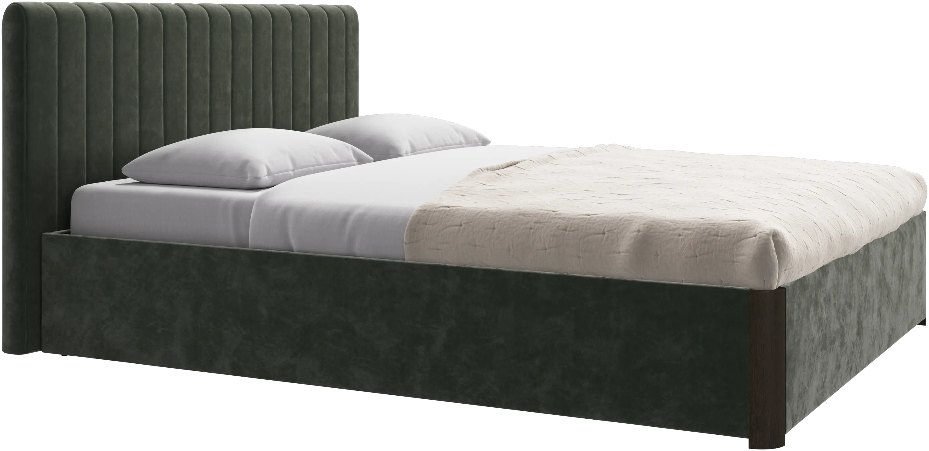 Element bed, bed-mounted headboard, with slats and storage solution, excl. mattress