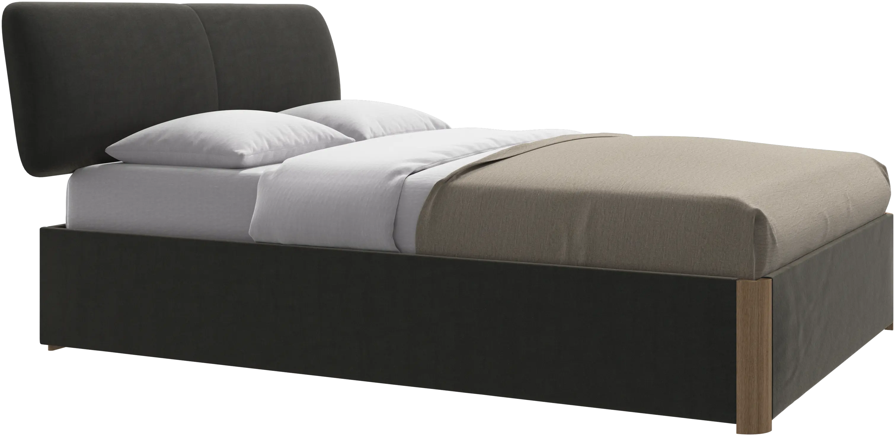 Element cama, cabecero montado en la cama, con láminas y solución de almacenamiento, excl. colchón