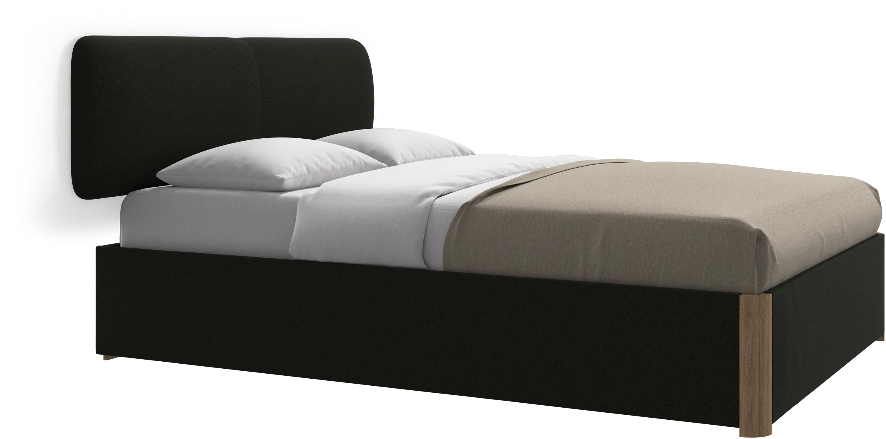 Element bed, wall-mounted headboard, with slats and storage solution, excl. mattress