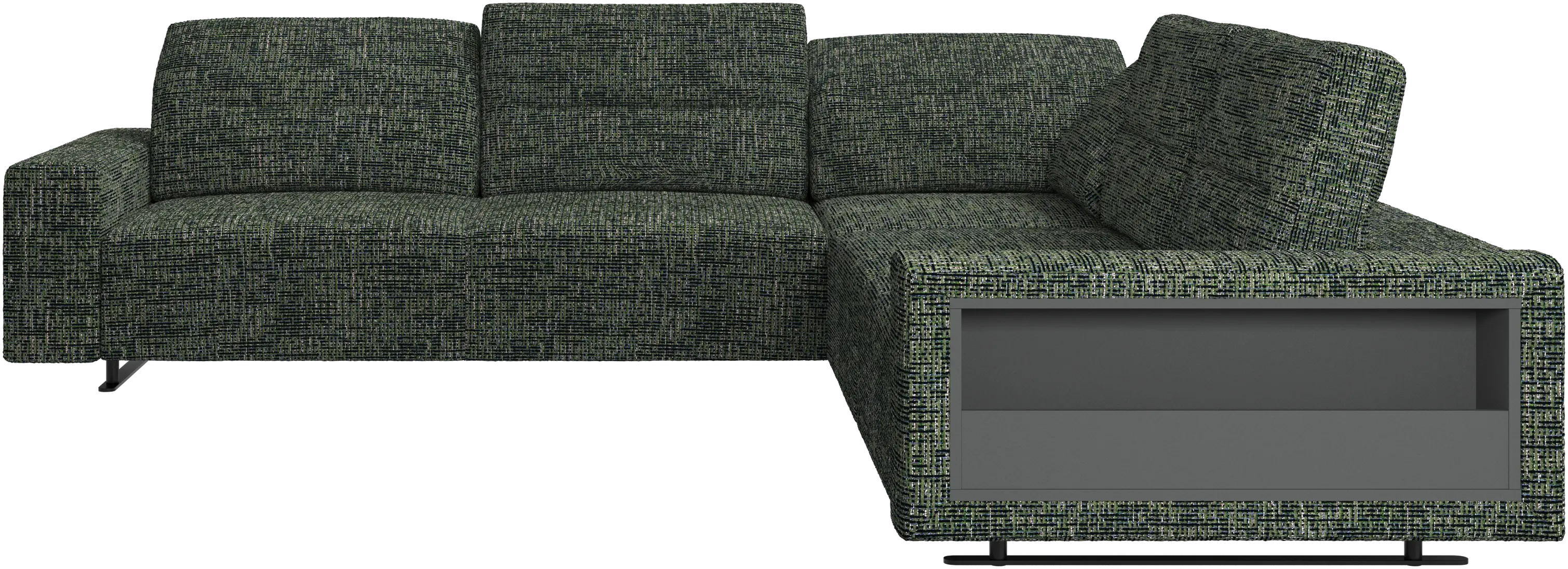 Hampton corner sofa with adjustable back and storage on right side
