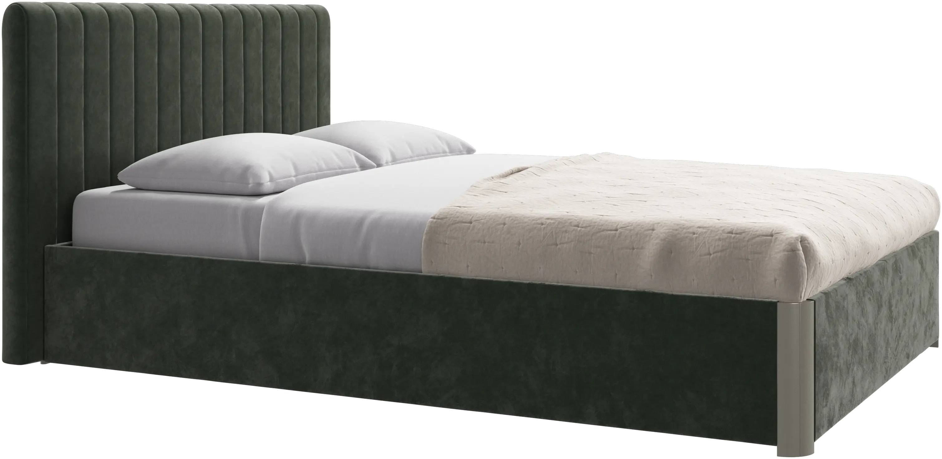 Element bed, bed-mounted headboard, with slats and storage solution, excl. mattress