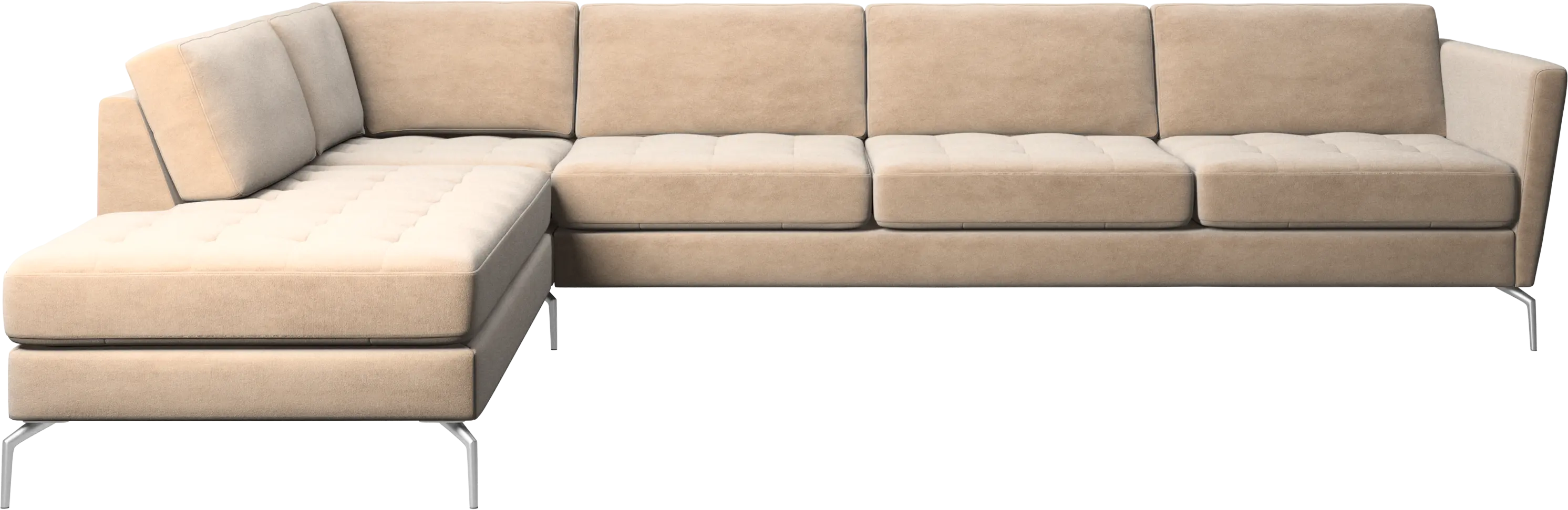 Osaka corner sofa with lounging unit, tufted seat