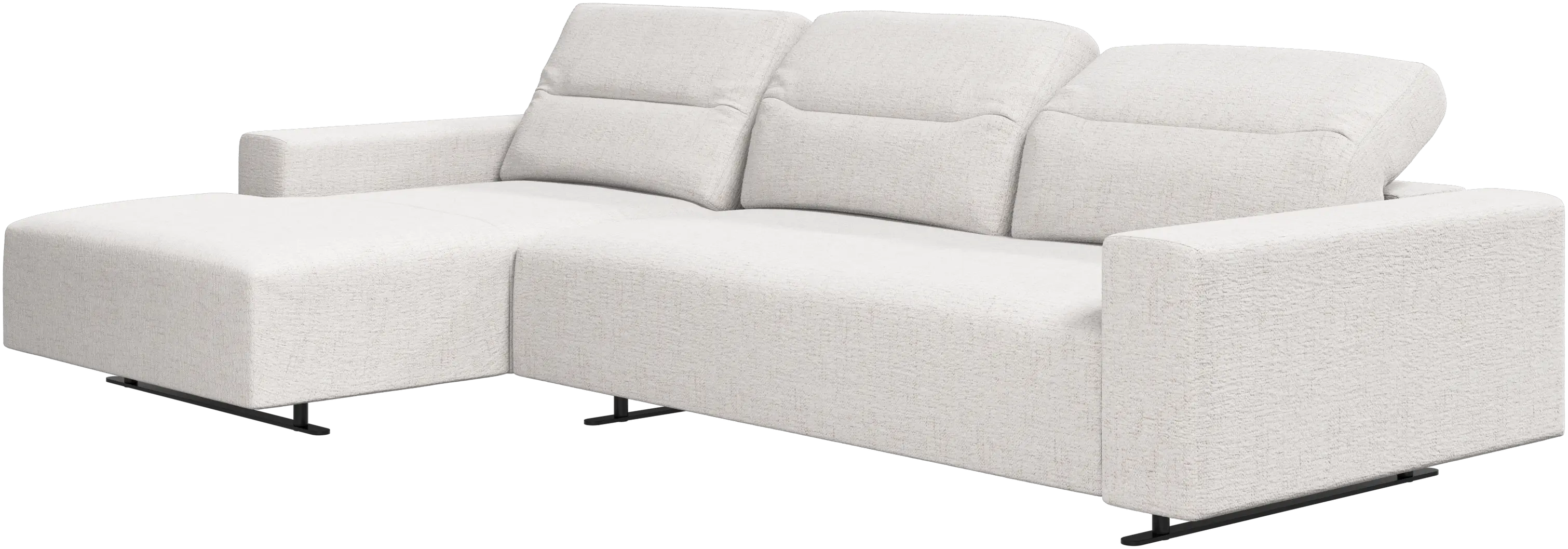 Hampton sofa with adjustable back, resting unit and storage left side
