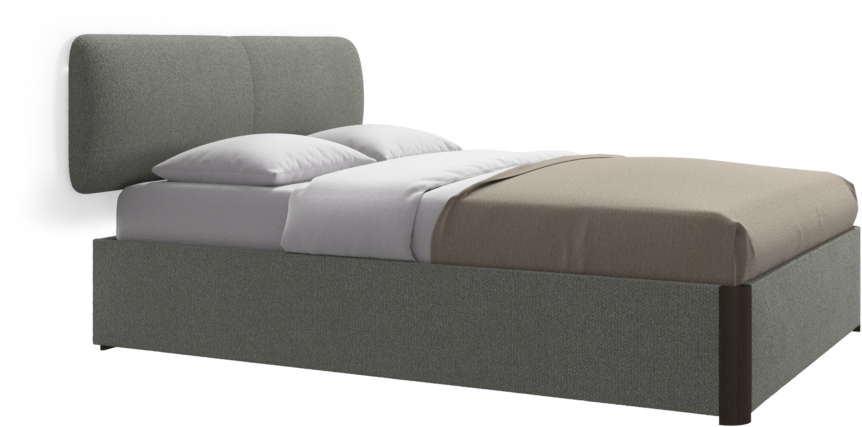 Element bed, wall-mounted headboard, with slats and storage solution, excl. mattress
