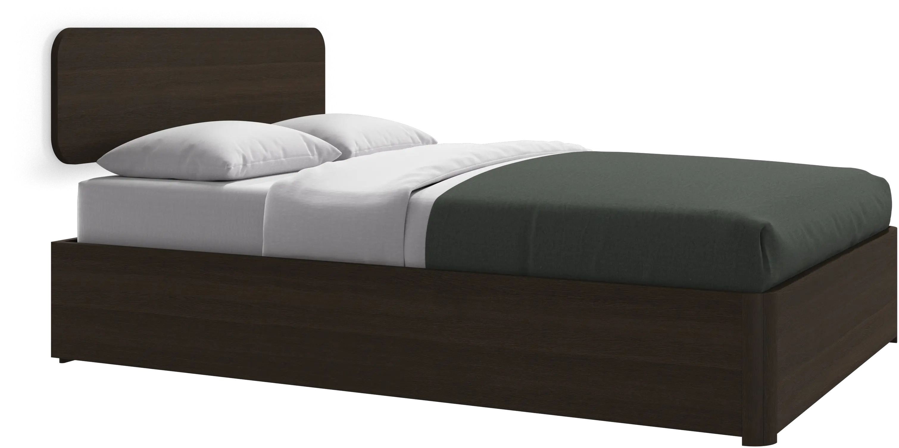 Element bed, wall-mounted headboard, with slats and storage solution, excl. mattress