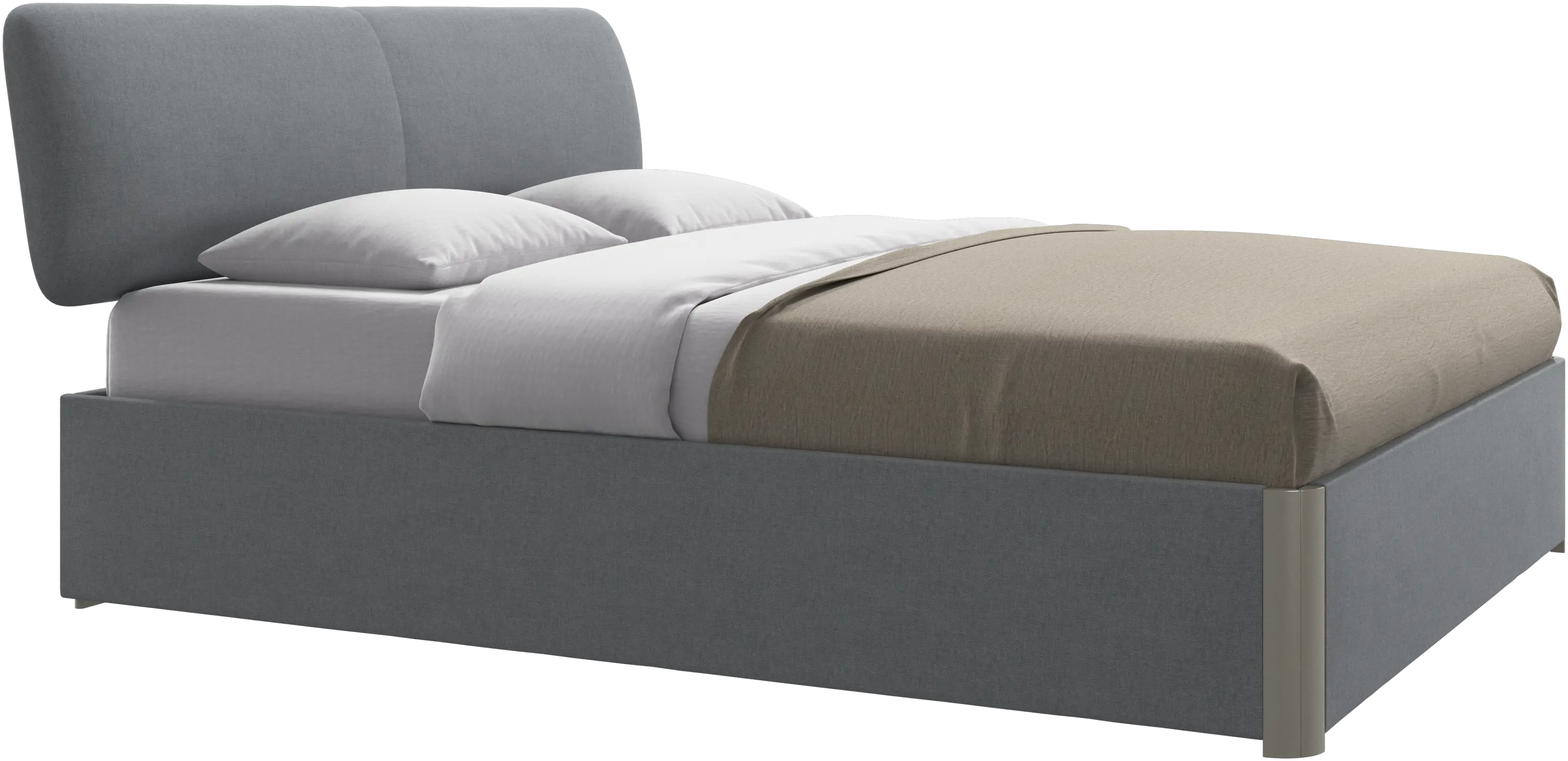 Element lit, tête de lit fixée au lit, avec lattes et solution de stockage, excl. matelas