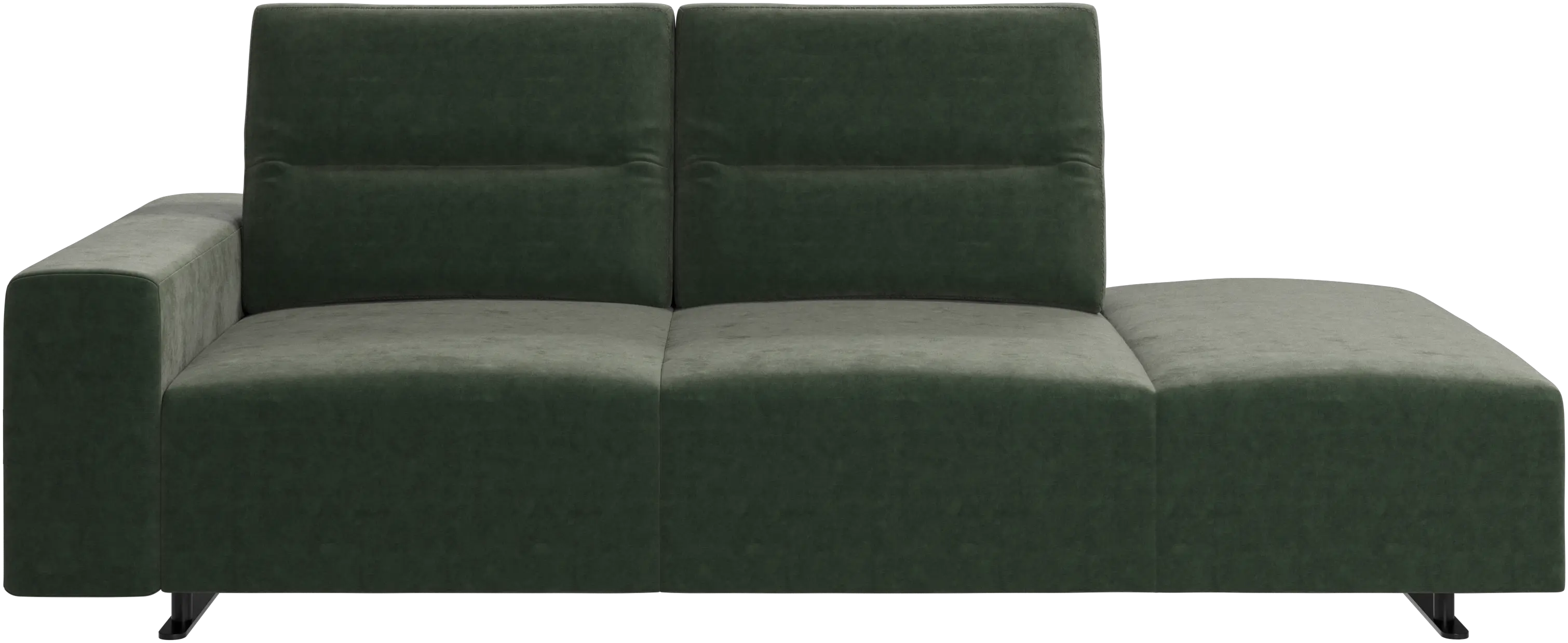 Hampton sofa with adjustable back and lounging unit right side, armrest left