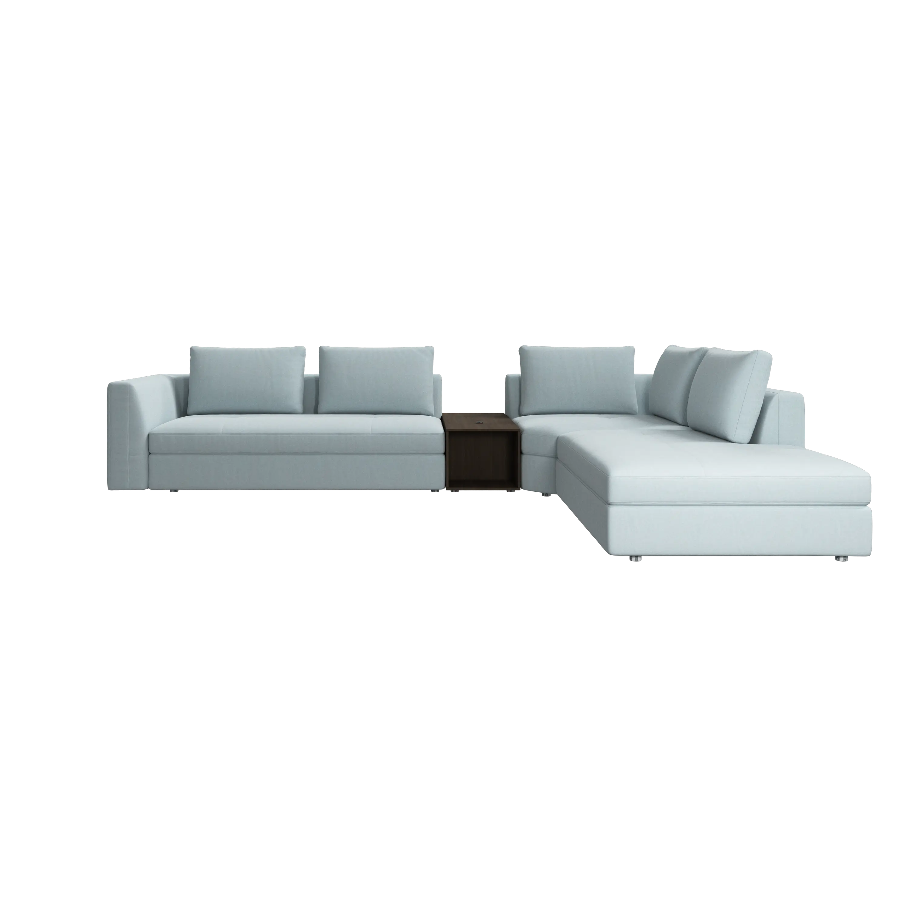 Bergamo corner sofa with lounging unit and footstool w/storage