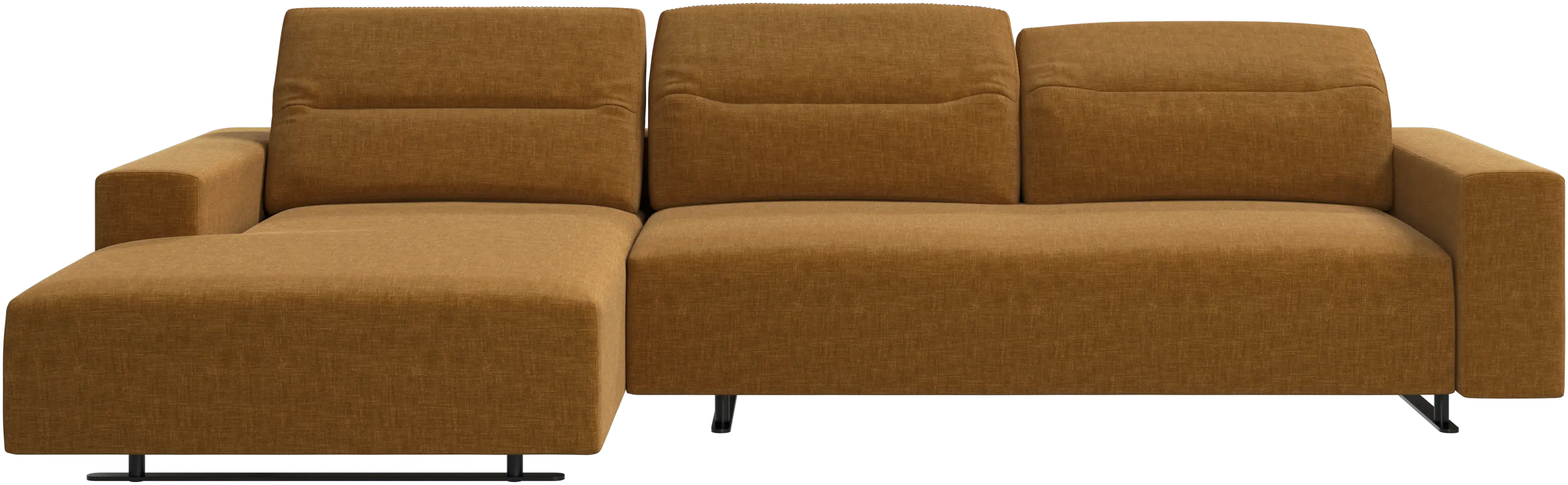 Hampton sofa with adjustable back and resting unit left side, storage right side