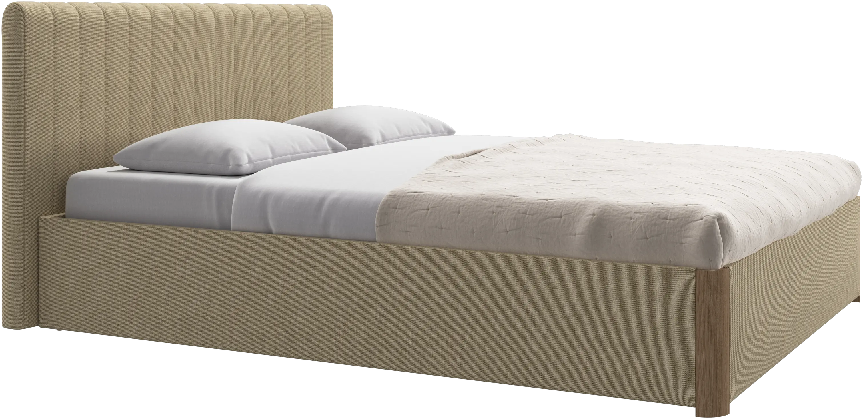Element cama, cabecero montado en la cama, con láminas y solución de almacenamiento, excl. colchón