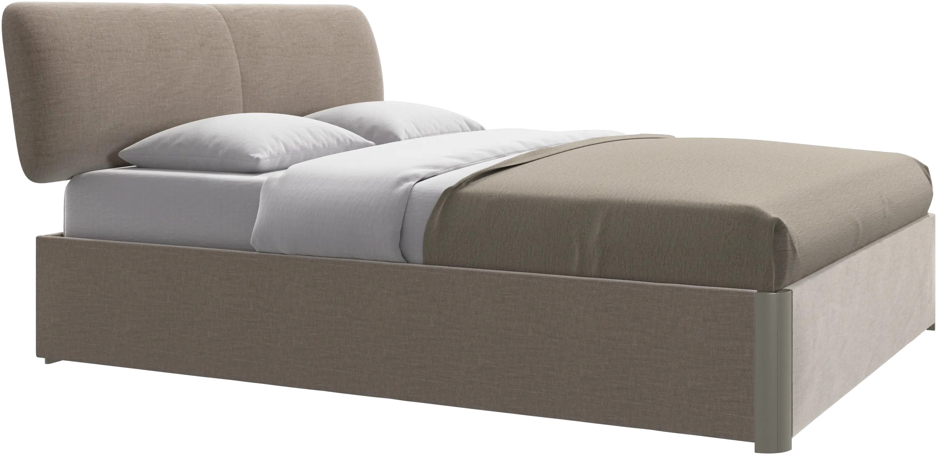 Element lit, tête de lit fixée au lit, avec lattes et solution de stockage, excl. matelas