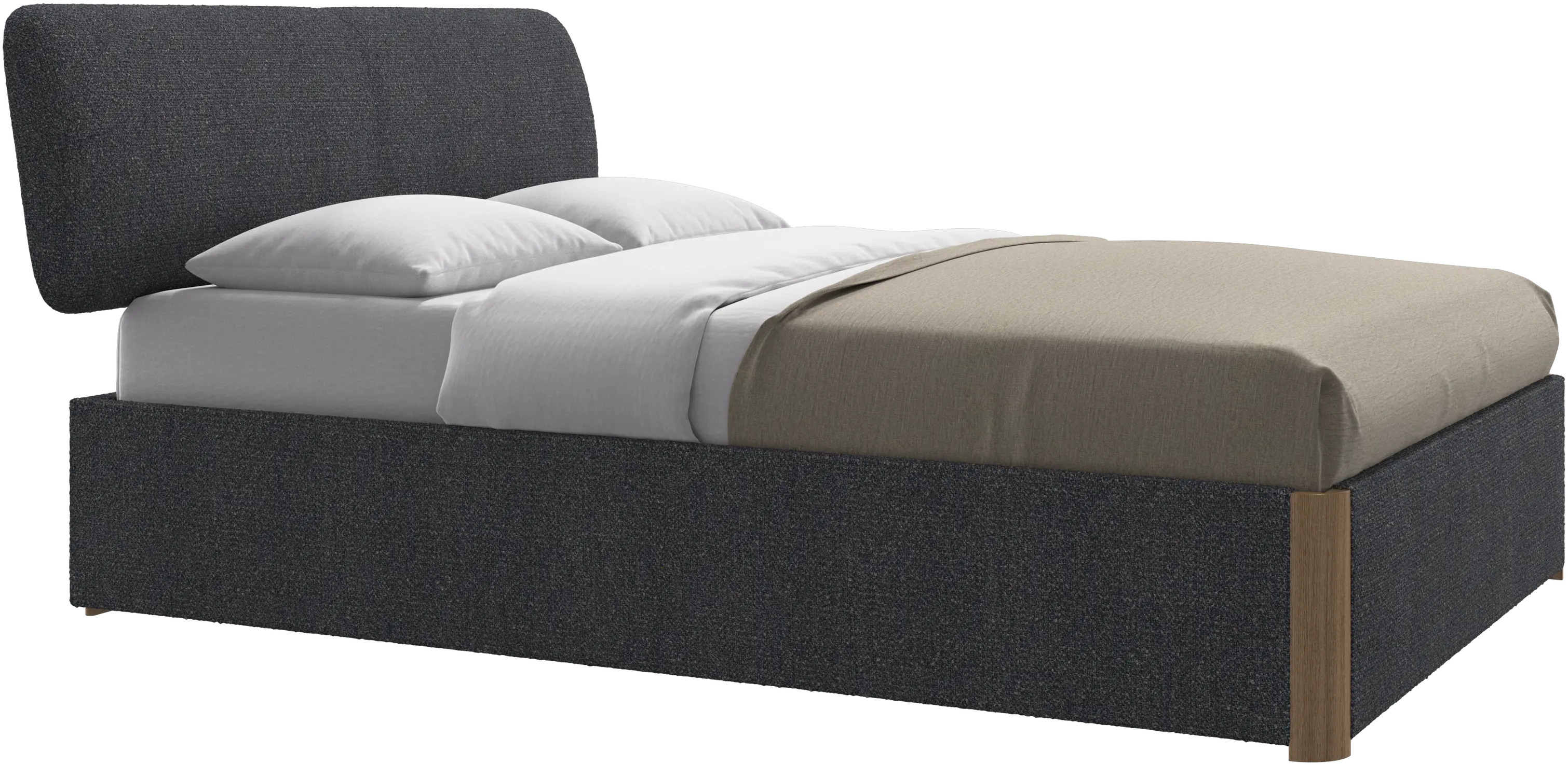 Element bed, bed-mounted headboard, with slats and storage solution, excl. mattress