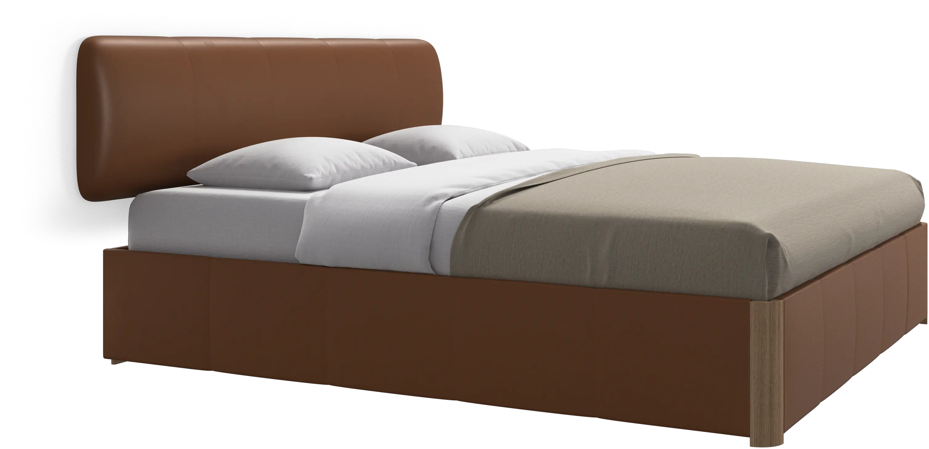 Element seng, vægmonteret sengegavl, med lameller og opbevaringsløsning, ekskl. madras