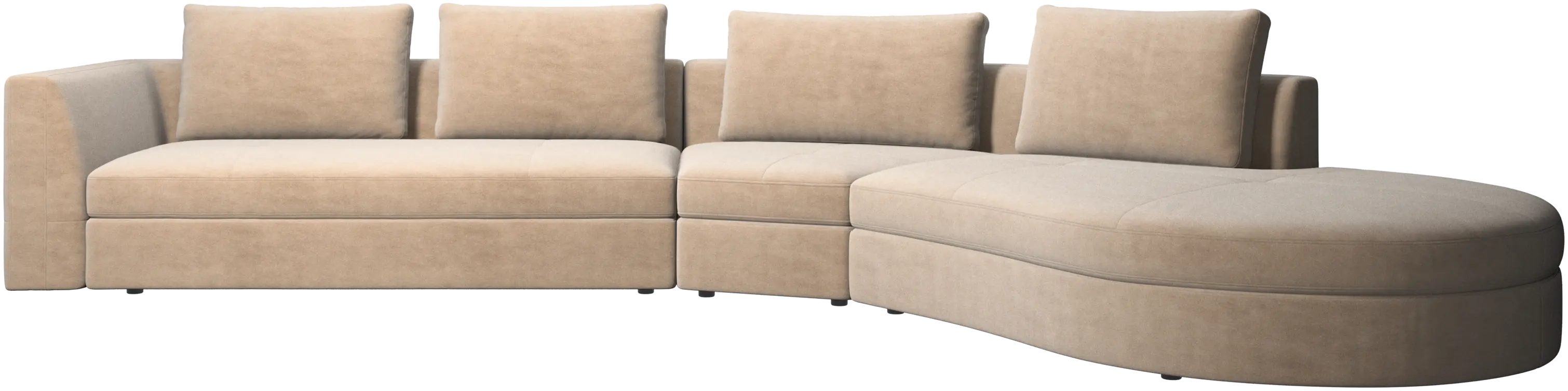 Bergamo sofa with round lounging unit,right