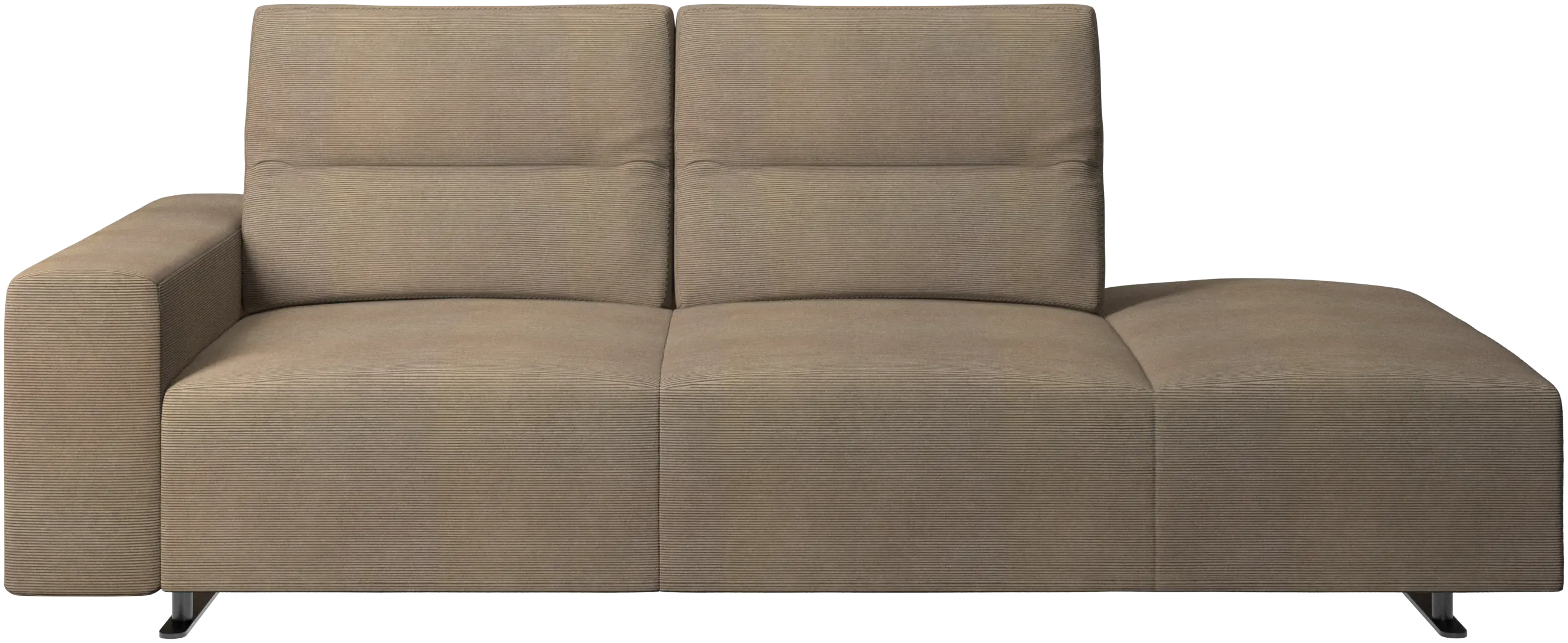 Hampton sofa with adjustable back and lounging unit right side, armrest left