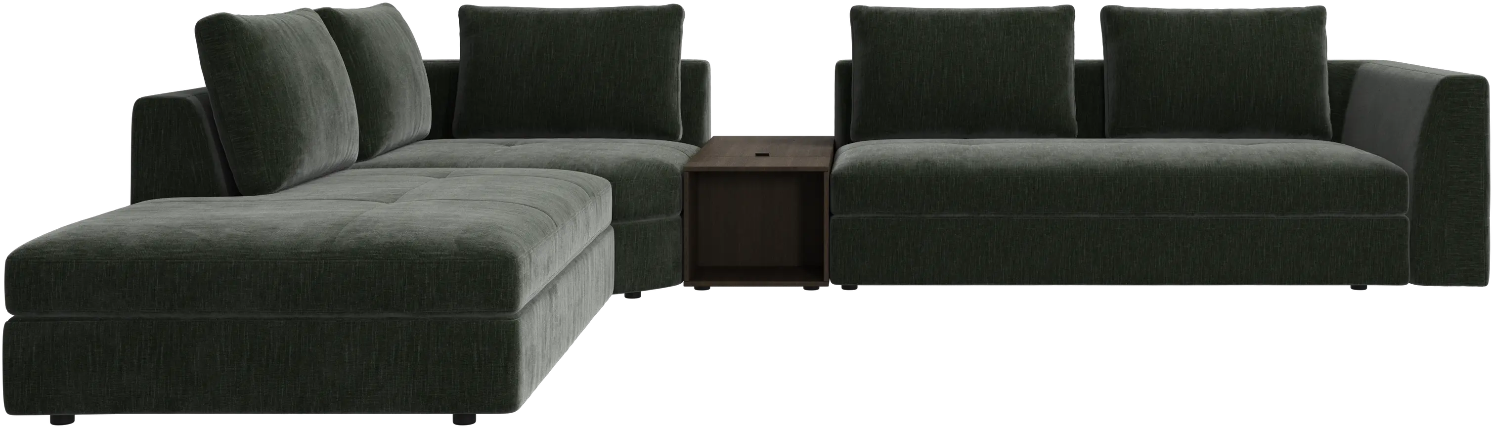 Bergamo corner sofa with lounging unit and footstool w/storage