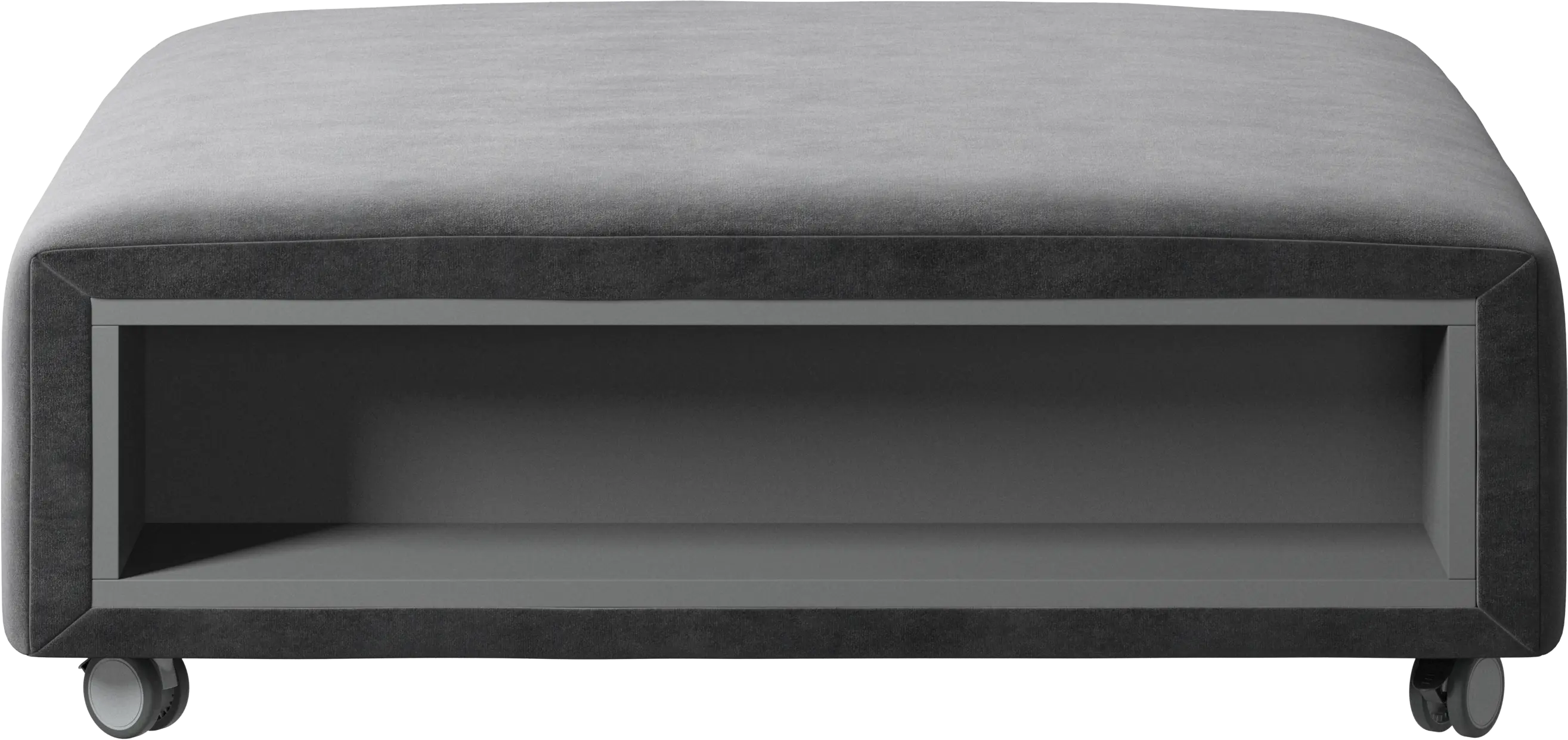 Hampton pouf on wheels with storage left and right sides