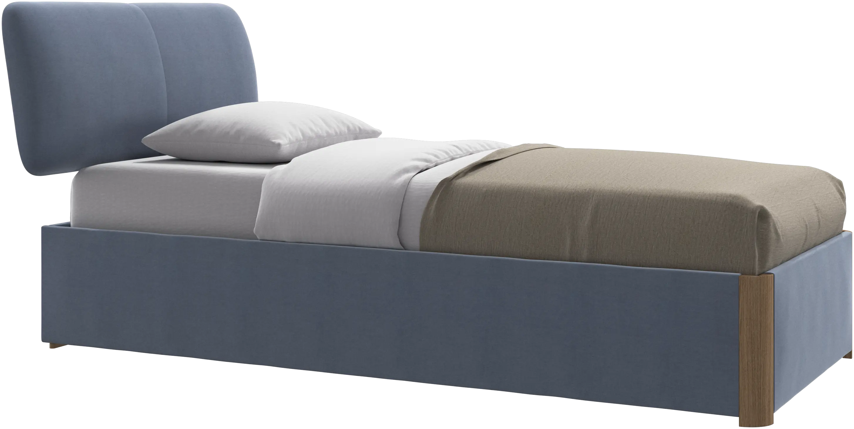 Element bed, bed-mounted headboard, with slats and storage solution, excl. mattress